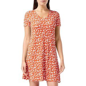 Women's Standard Short-Sleeve V-Neck Swing Dress